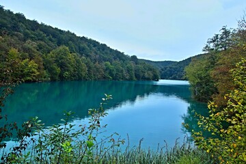 Fototapeta na wymiar Croatia-view of a lake in the Plitvice Lakes National Park