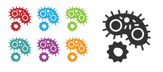 Black Virus icon isolated on white background. Corona virus 2019-nCoV. Bacteria and germs, cell cancer, microbe, fungi. Set icons colorful. Vector.