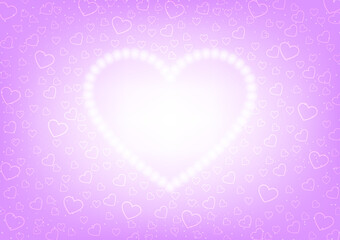 A big bright heart in the middle.With a small heart around the outside White gradient shade from the inside to pink outside. Decorated with white dots glowing all over the picture.On pink background