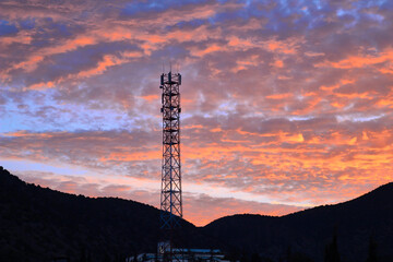 tower at sunset