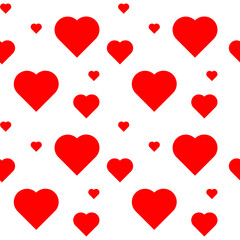 Flat pattern with red hearts of different sizes. Valentine's day concept. Vector graphic, illustration.