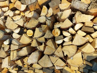 The ends of straight sawn boards. Natural wood background. High quality photo