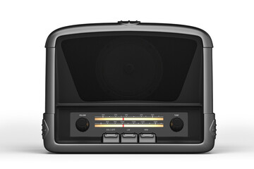 black vintage retro radio isolated - 3d render