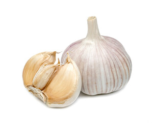 closeup garlic isolated on white background