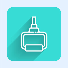 White line TPX loop training equipment icon isolated with long shadow. Sport equipment. Green square button. Vector Illustration.