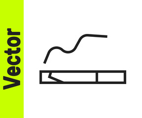Black line Cigarette icon isolated on white background. Tobacco sign. Smoking symbol. Vector Illustration.