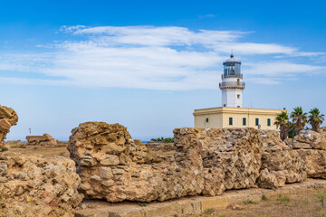 Fototapeta na wymiar Lighthouse in Capo Colonna near Crotone, Calabria, Italy