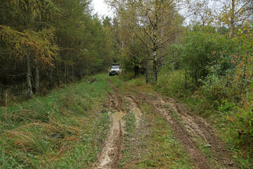 Offroad in Czeremcha - former and abandoned village in Low Beskids, Poland