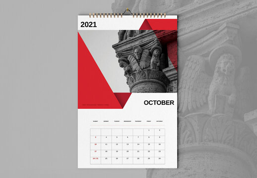 Red Business 2021 Wall Calendar Layout