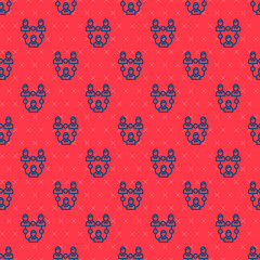 Blue line Project team base icon isolated seamless pattern on red background. Business analysis and planning, consulting, team work, project management. Vector.
