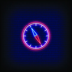 Compass Neon Signs Style Text Vector