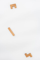Wooden puzzle pieces as background
