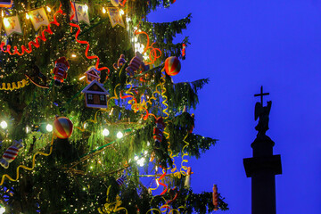 the main Christmas tree of the city on Palace Square. Christmas decoration of the city. The festive mood