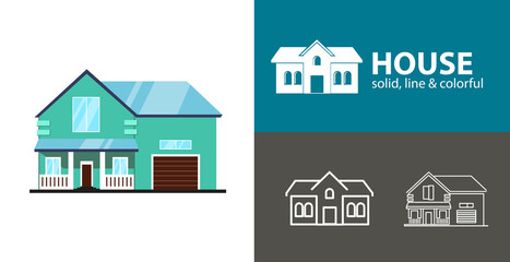 Fototapeta premium house isolated vector flat icon. building line solid design element