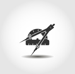 Compass with protractor isolated vector icon. geometry education design element