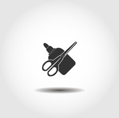 scissors with paper glue isolated vector icon. scissors design element