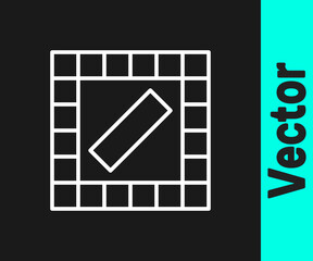 White line Board game icon isolated on black background. Vector.