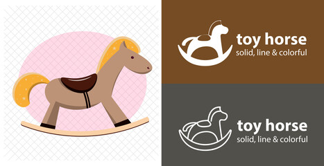 horse toy isolated vector icon. horse toy line, solid flat icon