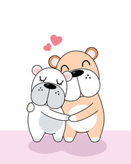 Vector celebratioin of cute dogs loving couple.