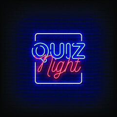 Quiz Night Neon Signs Style Text Vector