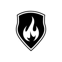 Fire Shield Logo Design isolated on white background
