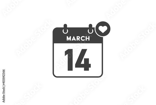 3月14日のハートのバッジ付き日めくりカレンダーのアイコン ホワイトデーのイメージ素材 Wall Mural Spica