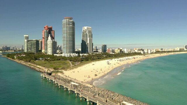 Group of highrise condominiums Miami Beach Florida USA