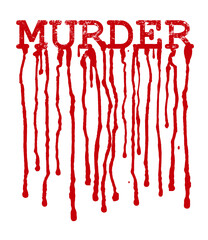 Lettering MURDER with flowing blood.
Illustration of  expressive red word MURDER. Isolated on white background.  Vector available.