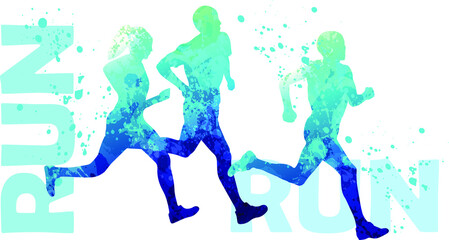 Abstract silhouette of workout runners. Vector illustration