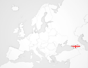 Obraz premium 3D Europakarte auf der Georgien hervorgehoben wird 