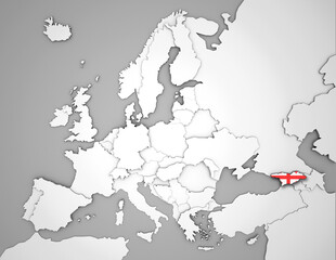 3D Europakarte auf der Georgien hervorgehoben wird 