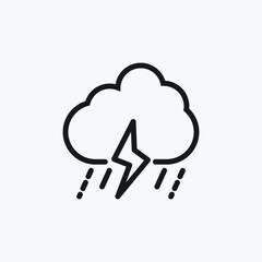Editable Rain And Thunderstorm Weather Line Art Icon Using For Your Presentation, Website And Application
