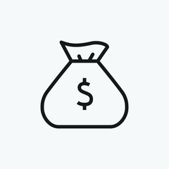 Editable Money Sack Line Art Icon Using For Presentation, Website And Application
