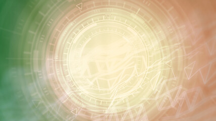 Abstract 3D illustration - colorful cyber abstract background of moving hud or ui circles, technology concept