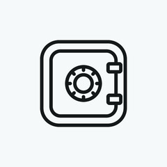 Editable Safe Deposit Box Line Art Icon Using For Presentation, Website And Application