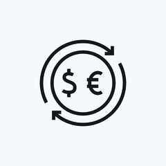 Editable Euro Dollar Exchange Line Art Icon Using For Presentation, Website And Application