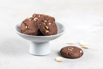 chocolate muffin on a plate