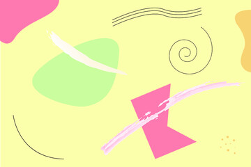 Abstract pattern design. Modern background in trendy pastel colors. Texture with brush marks, dots, blots and lines.