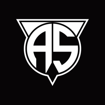 AS Logo monogram with circle shape and half triangle rounded