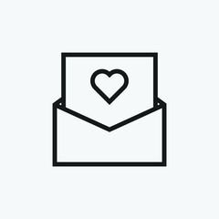 Editable Love Letter Line Art Icon Using For Presentation, Website And Application
