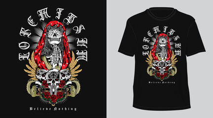 old skull religion design tshirt