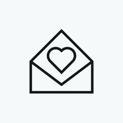 Editable Love Message Line Art Icon Using For Your Presentation, Website And Application