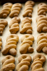 group of braid biscuits of shortcrust pastry