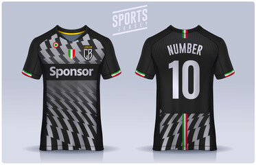 Naklejka premium t-shirt sport design template, Soccer jersey mockup for football club. uniform front and back view. 