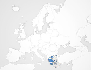3D Europakarte auf der Griechenland hervorgehoben wird