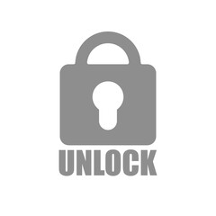 Unlock padlock shape vector illustration. Icon of secure entry in something being closed. Isolated keyhole flat symbol on white background.