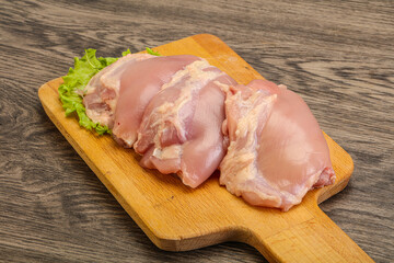Raw chicken boneless and skinless leg