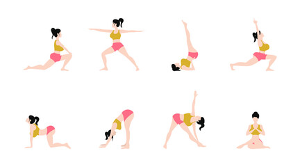 Fototapeta na wymiar Woman Yoga Poses Illustration Vector