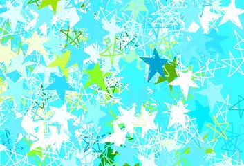 Fototapeta na wymiar Light Blue, Yellow vector background with colored stars.