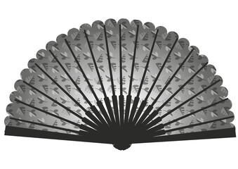 Illustration with Japanese black and white fan © София Ефимова